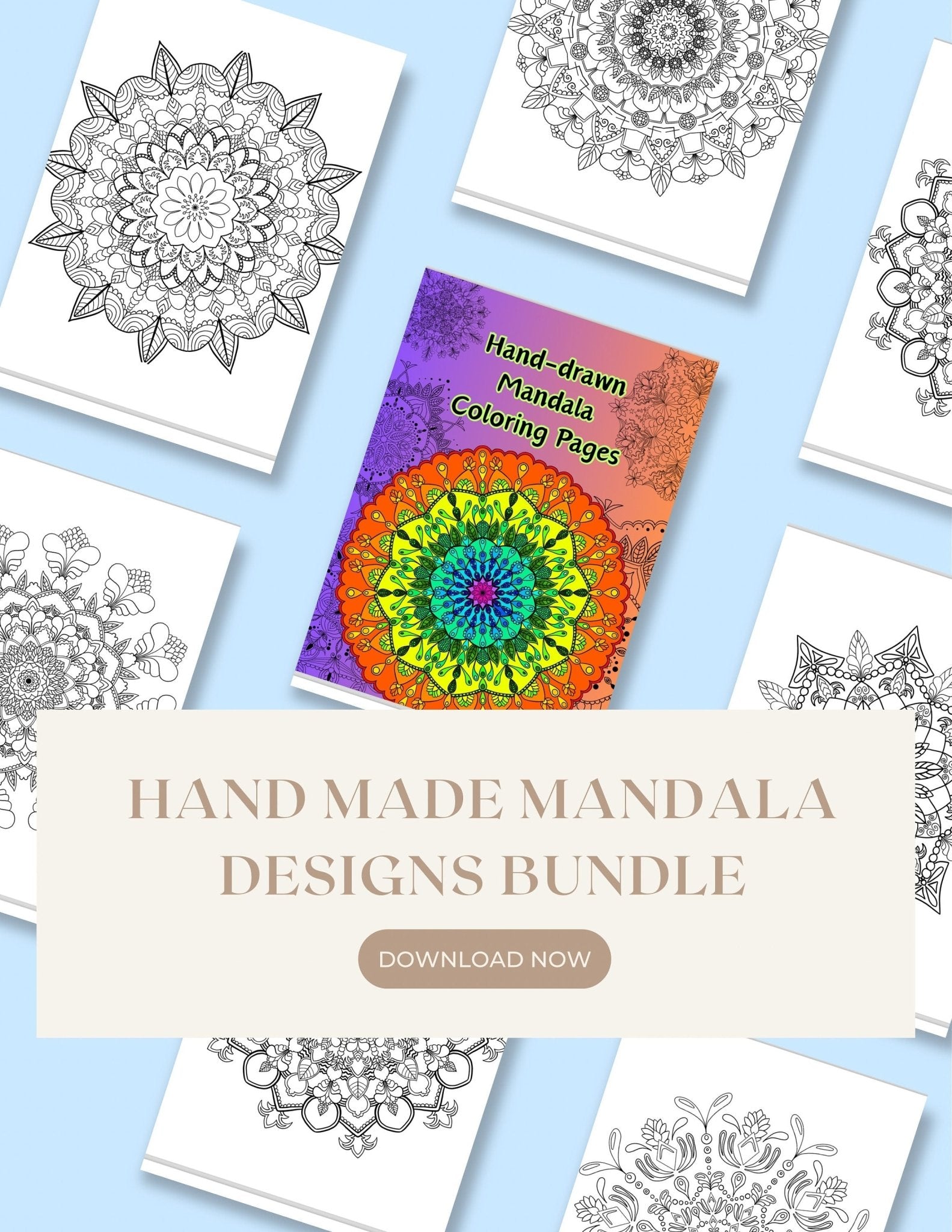 Mindful Mandala Coloring Book - Hand - Drawn Patterns for Serene Creativity digital download - Blululi