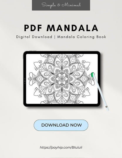 Mindful Mandala Coloring Book - Hand - Drawn Patterns for Serene Creativity digital download - Blululi