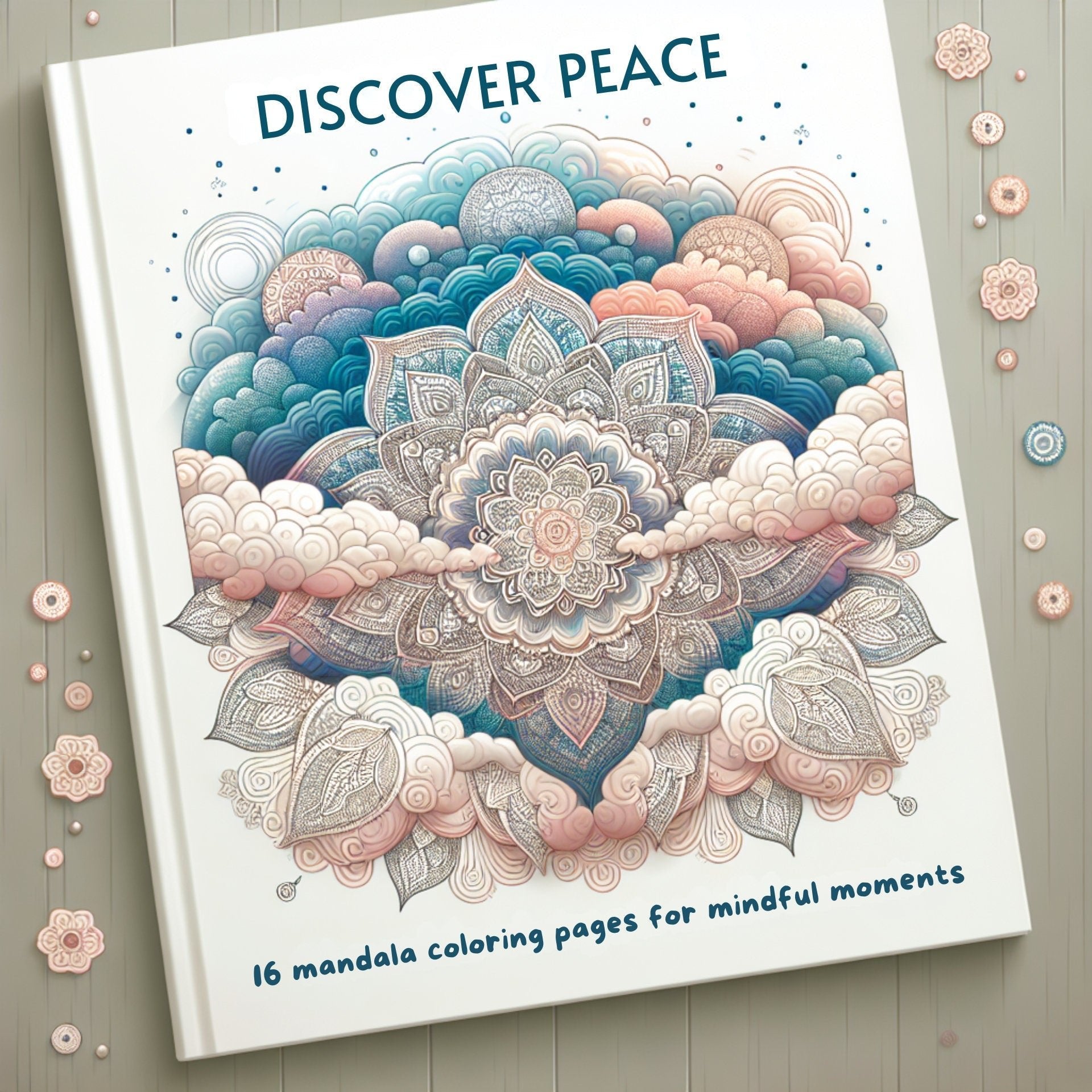 Mindfulness and Relaxation with Flowers Mandala Design Coloring Pages - 16 - Page Black and White PDF Printables digital download - Blululi