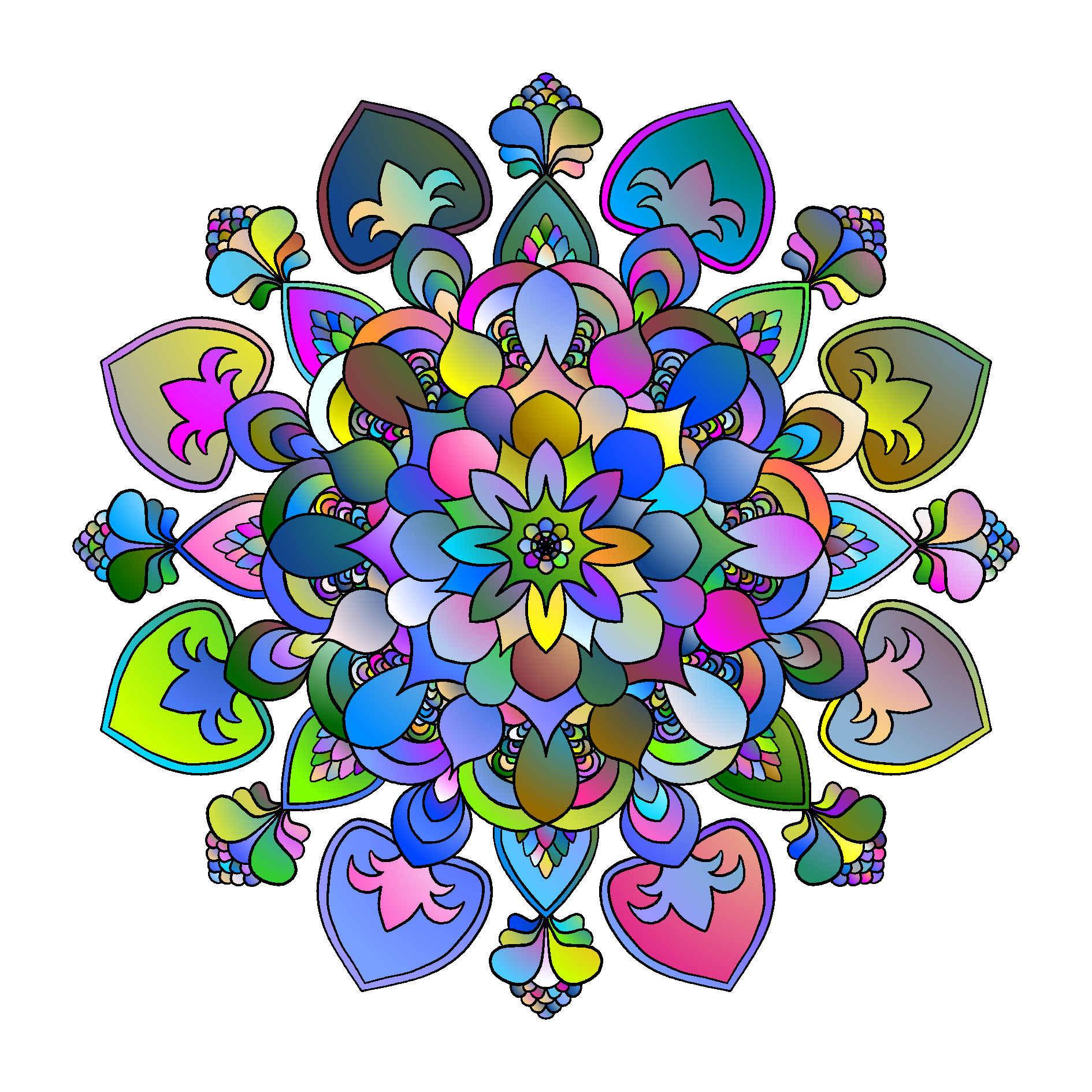 Colorful mandala design Blululi with intricate patterns on a white background