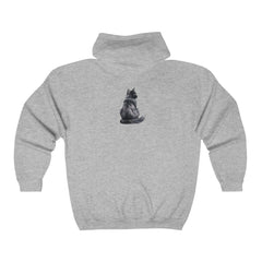 Mysterious Grey Cat Hoodie - Black Hoodie - Blululi