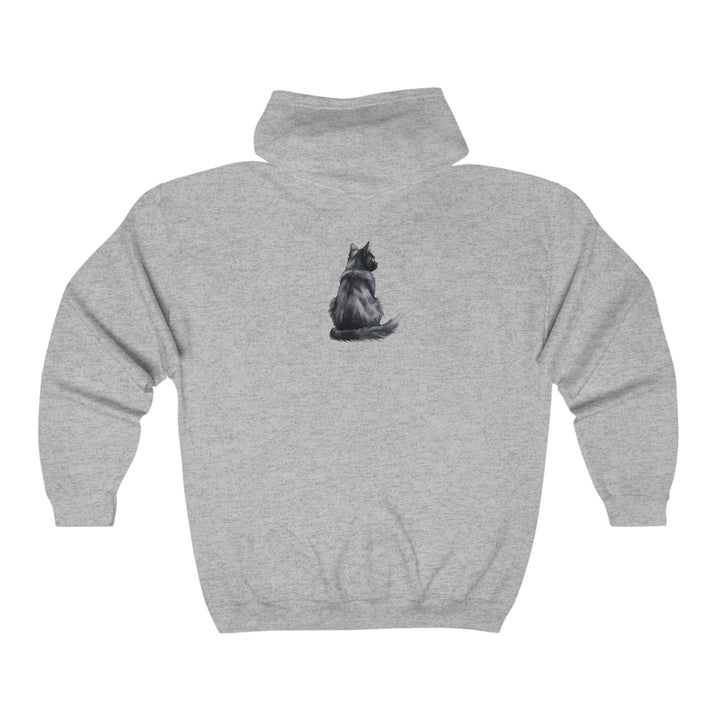 Mysterious Grey Cat Hoodie - Black Hoodie - Blululi