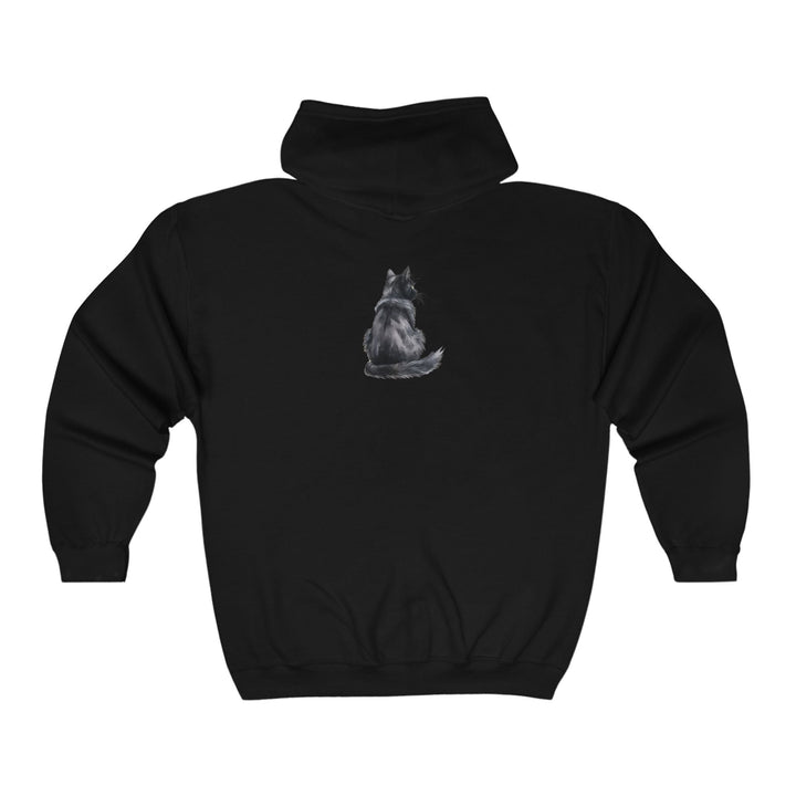 Mysterious Grey Cat Hoodie - Black Hoodie - Blululi