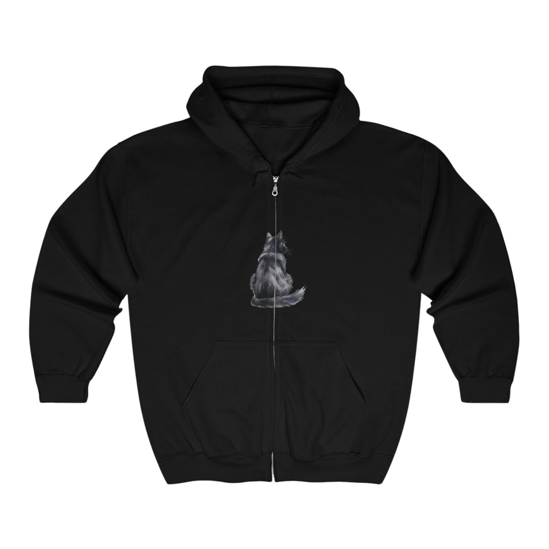 Mysterious Grey Cat Hoodie - Black Hoodie - Blululi