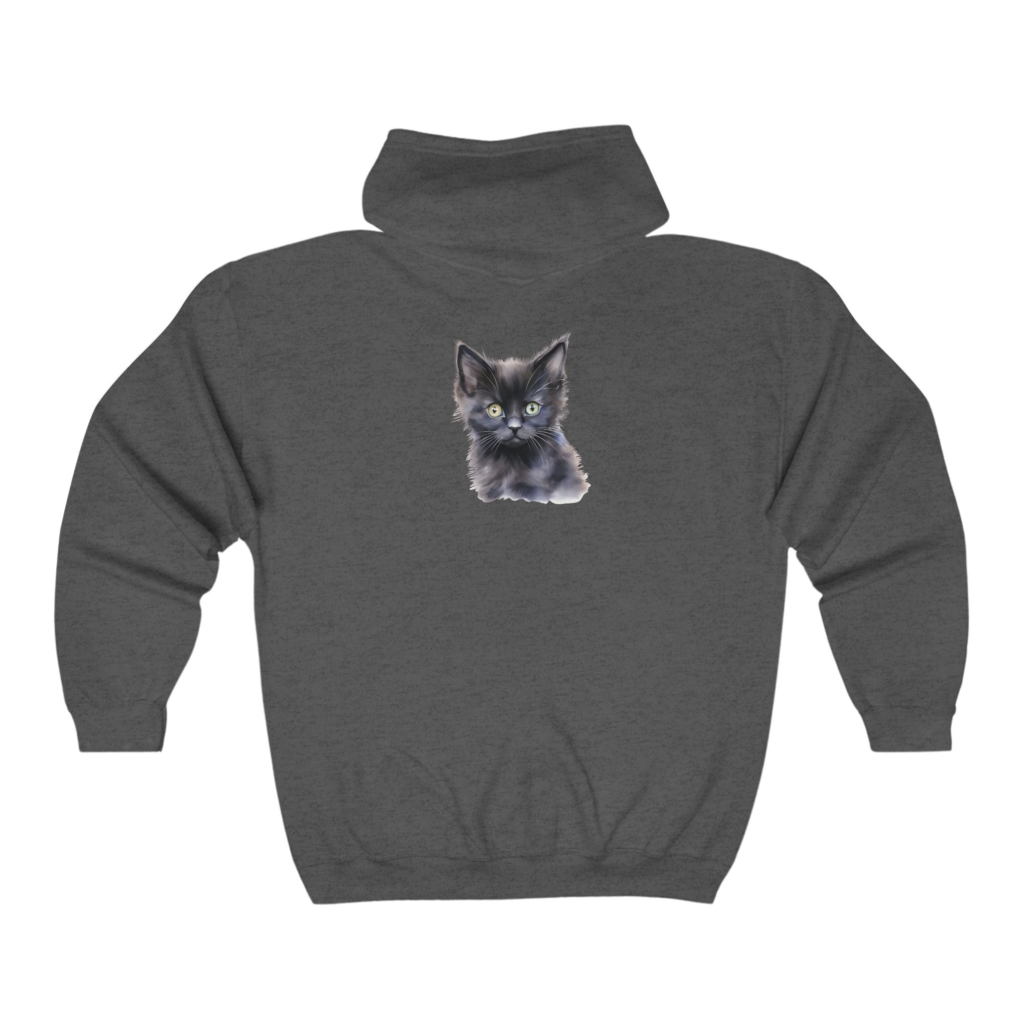 Mysterious Kitten Hoodie - Black Cat Design Hoodie - Blululi