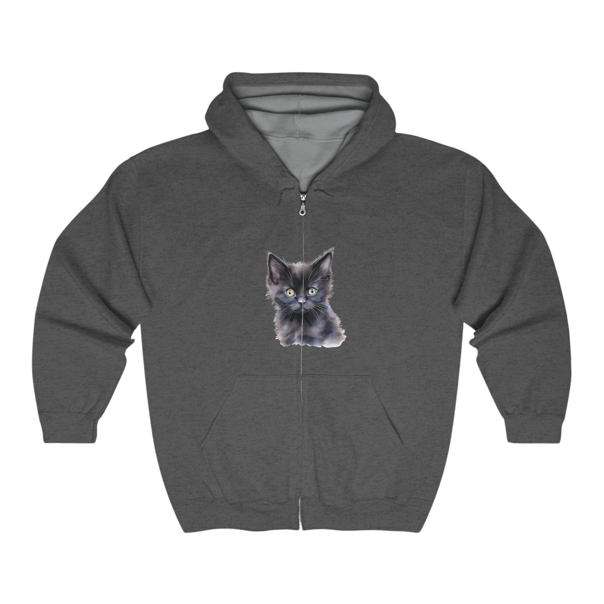 Mysterious Kitten Hoodie - Black Cat Design Hoodie - Blululi