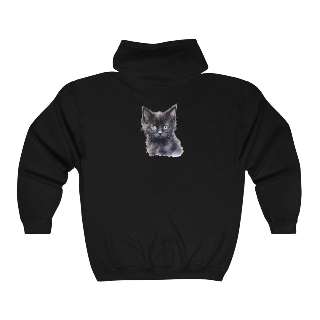 Mysterious Kitten Hoodie - Black Cat Design Hoodie - Blululi