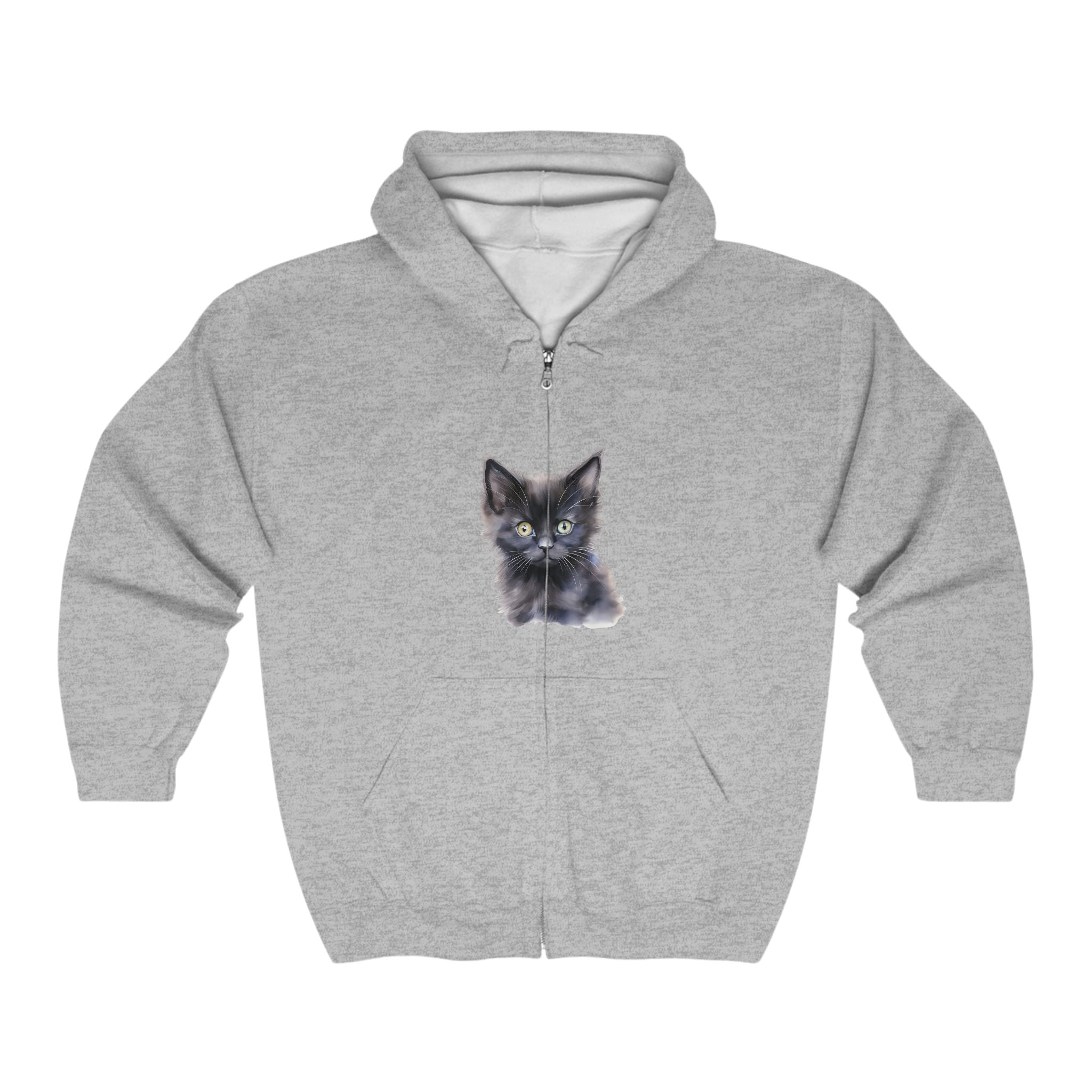 Mysterious Kitten Hoodie - Black Cat Design Hoodie - Blululi