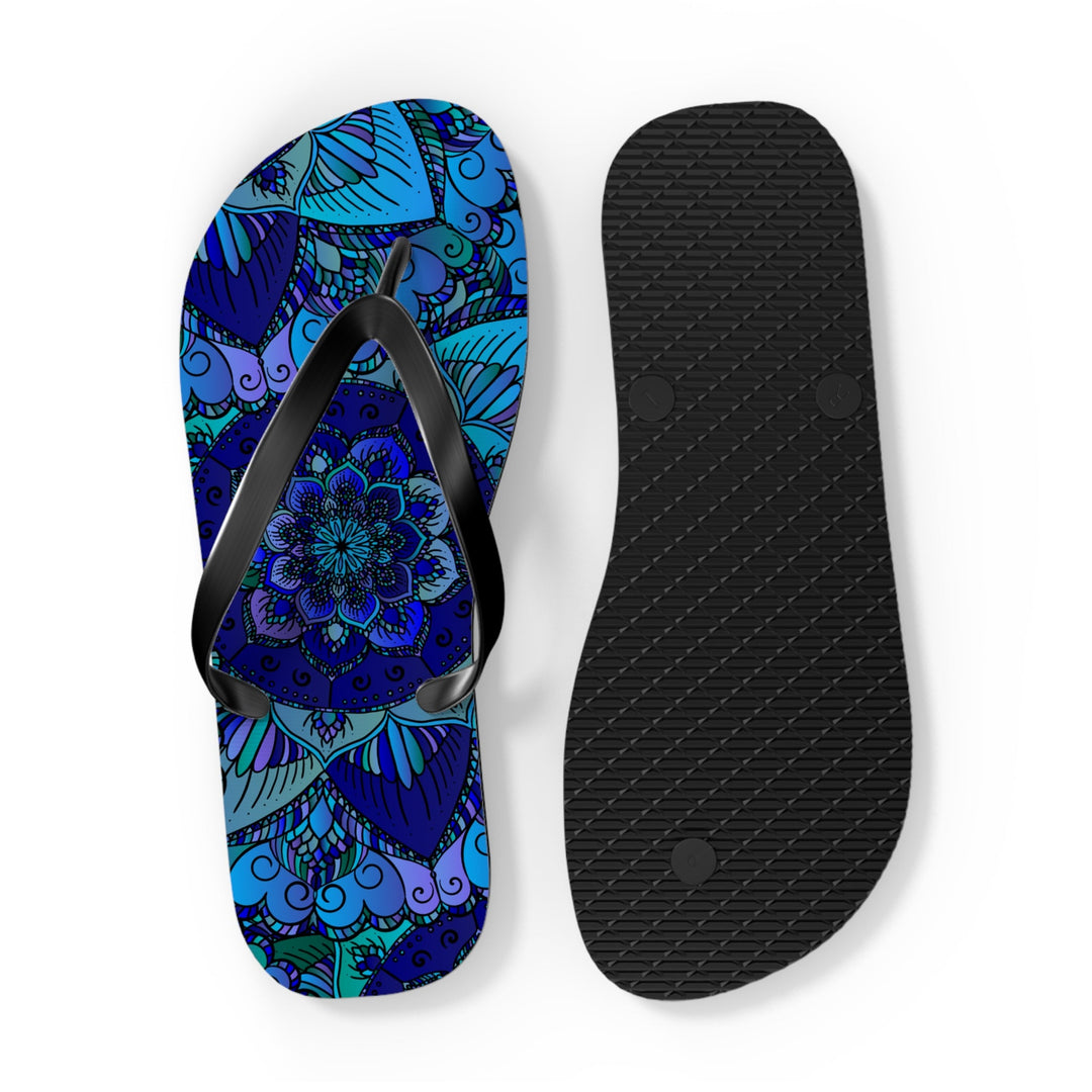 Mystic Mandala Flip Flops - Blue, Purple, Teal Shoes - Blululi