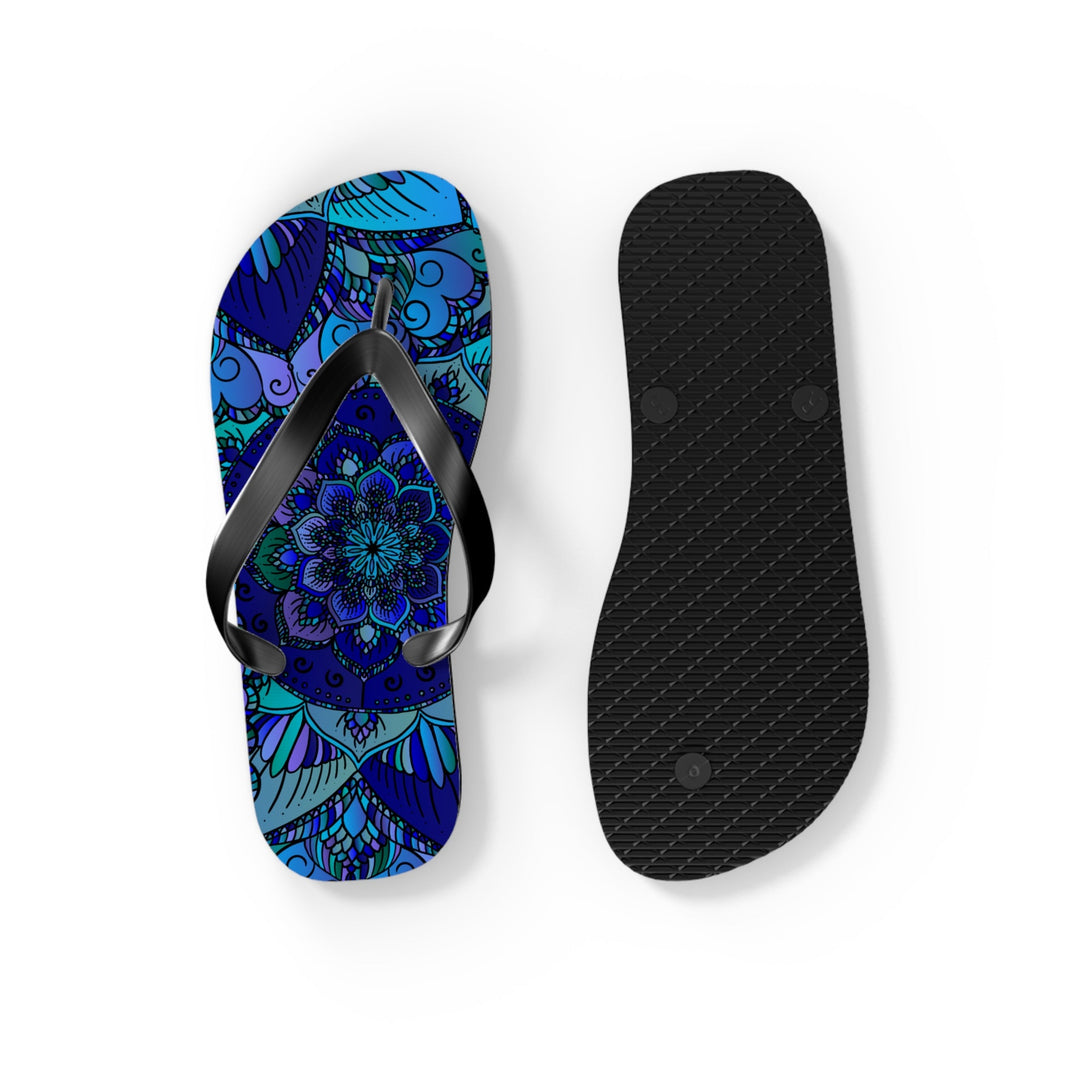 Mystic Mandala Flip Flops - Blue, Purple, Teal Shoes - Blululi