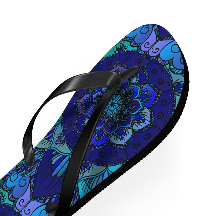 Mystic Mandala Flip Flops - Blue, Purple, Teal Shoes - Blululi