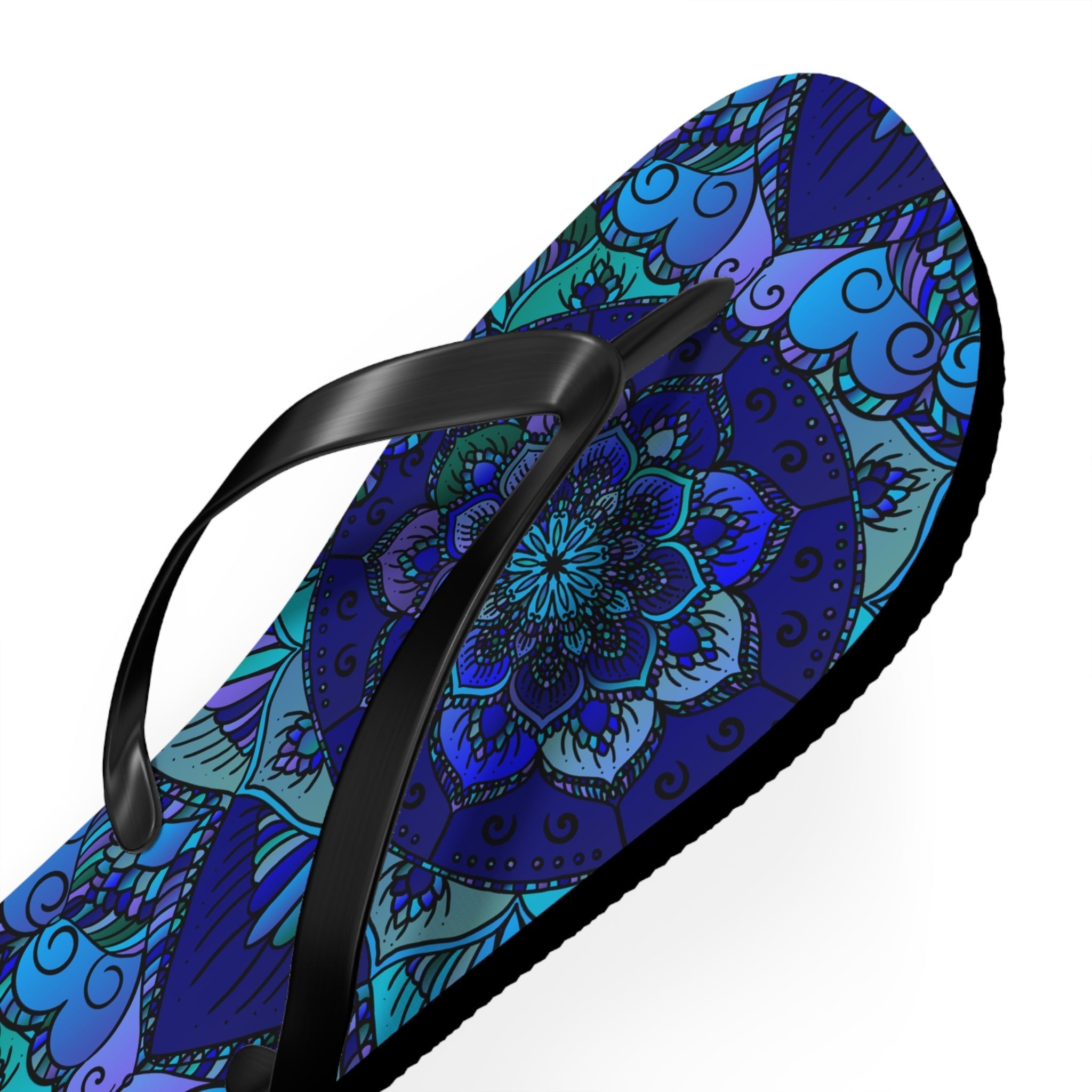 Mystic Mandala Flip Flops - Blue, Purple, Teal Shoes - Blululi