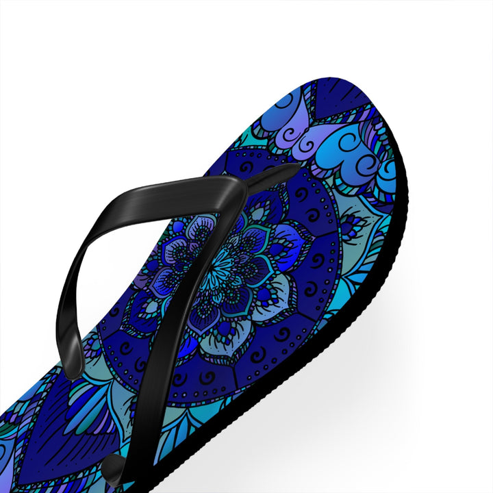 Mystic Mandala Flip Flops - Blue, Purple, Teal Shoes - Blululi