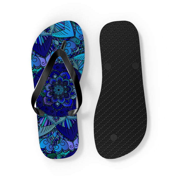 Mystic Mandala Flip Flops - Blue, Purple, Teal Shoes - Blululi