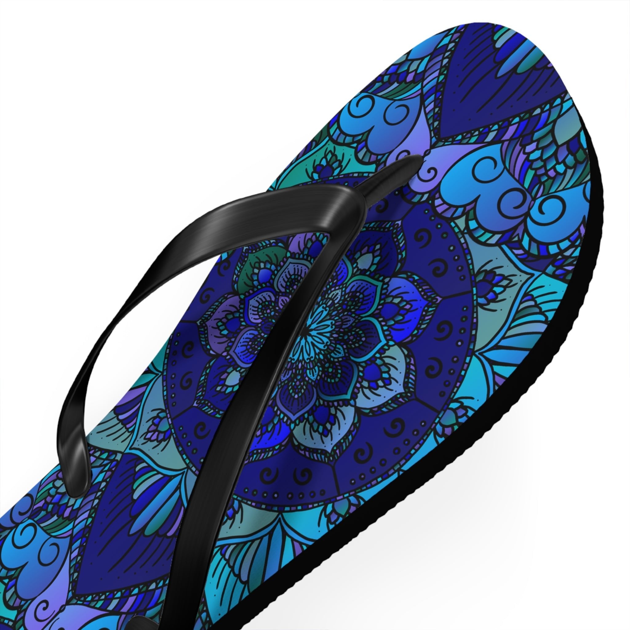 Mystic Mandala Flip Flops - Blue, Purple, Teal Shoes - Blululi