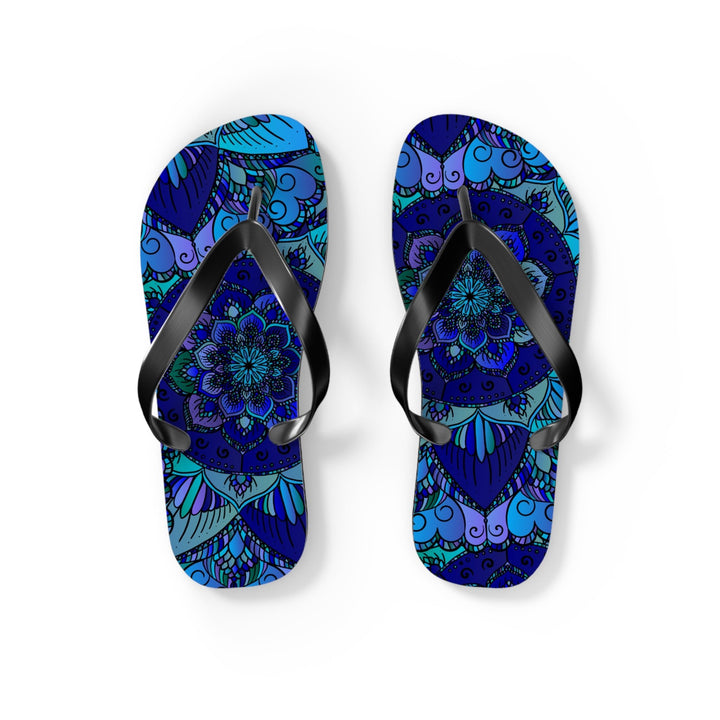 Mystic Mandala Flip Flops - Blue, Purple, Teal Shoes - Blululi