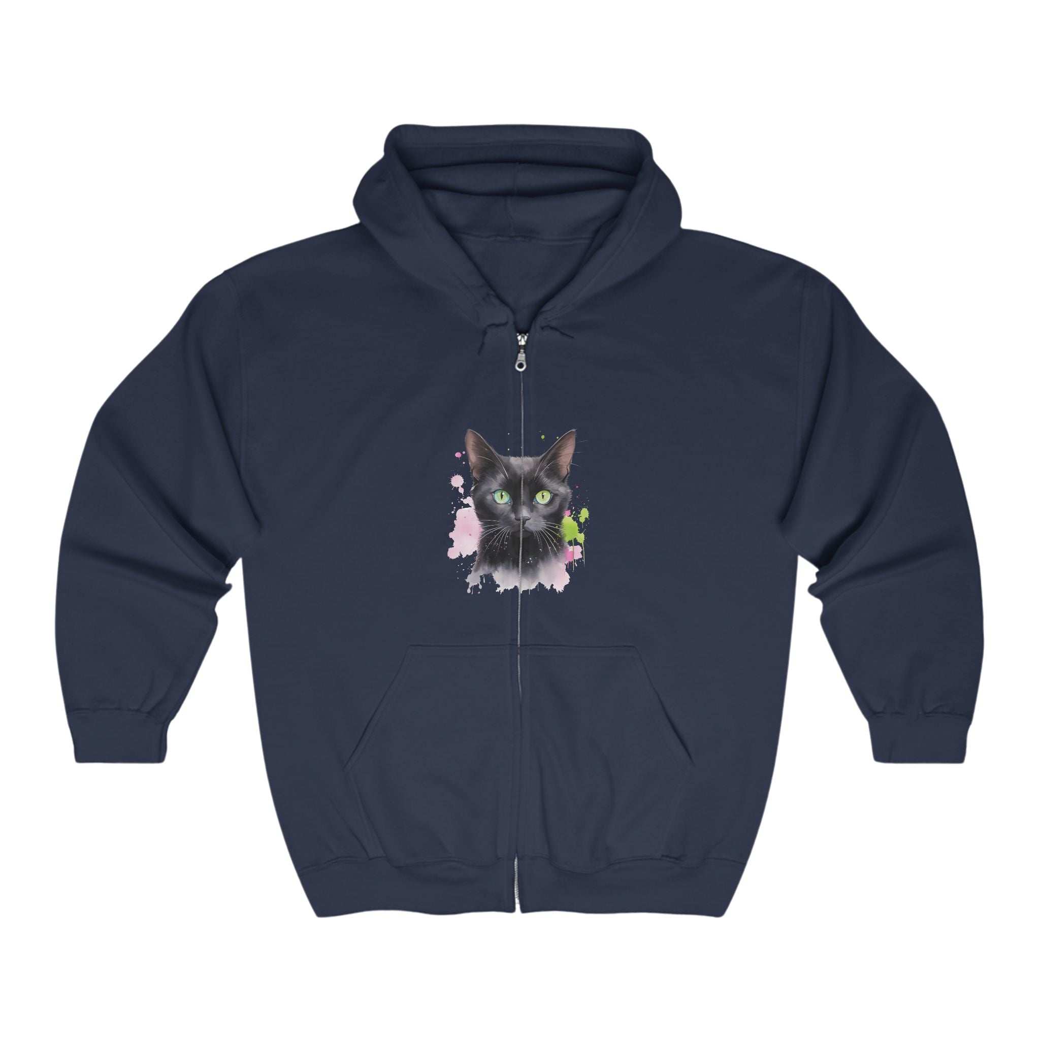 Mystical Black Cat Watercolor Hoodie Hoodie - Blululi