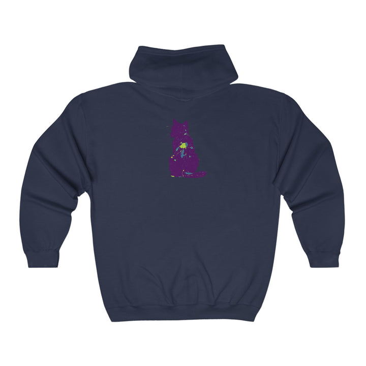 Mystical Black Cat Watercolor Hoodie - Purple & Green Hoodie - Blululi