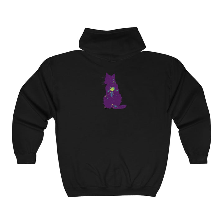 Mystical Black Cat Watercolor Hoodie - Purple & Green Hoodie - Blululi