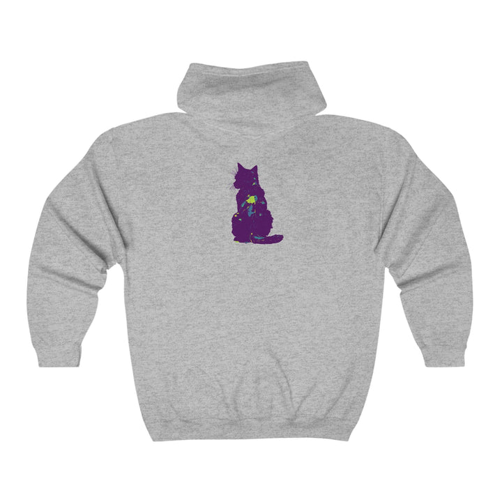 Mystical Black Cat Watercolor Hoodie - Purple & Green Hoodie - Blululi