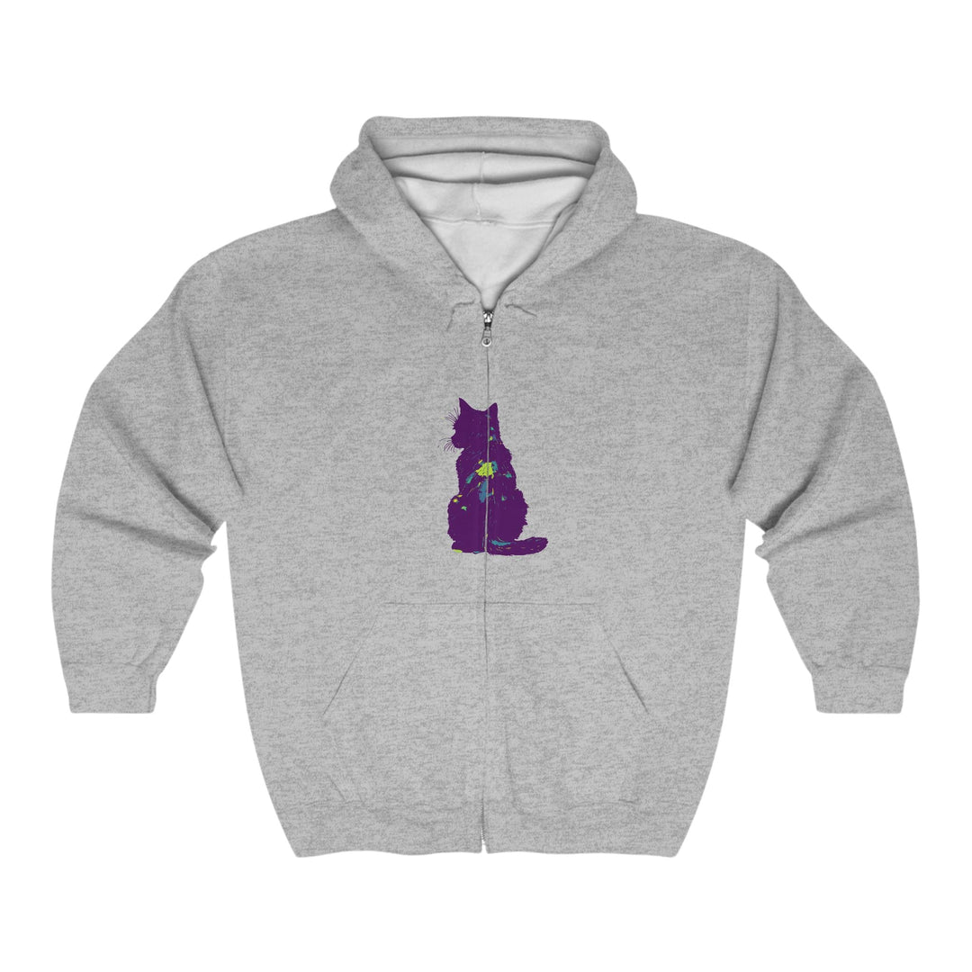 Mystical Black Cat Watercolor Hoodie - Purple & Green Hoodie - Blululi