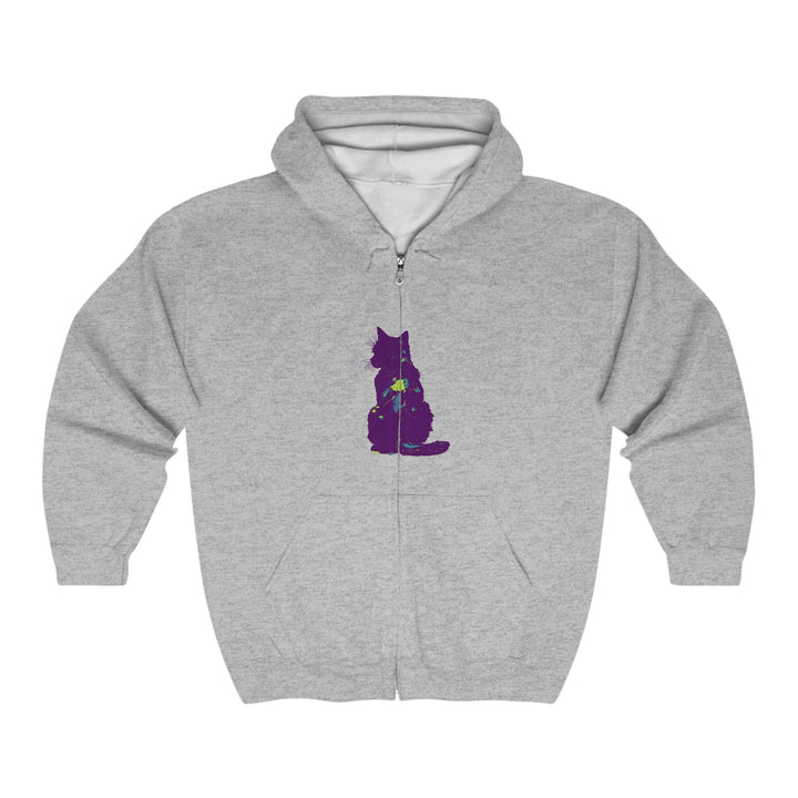 Mystical Black Cat Watercolor Hoodie - Purple & Green Hoodie - Blululi