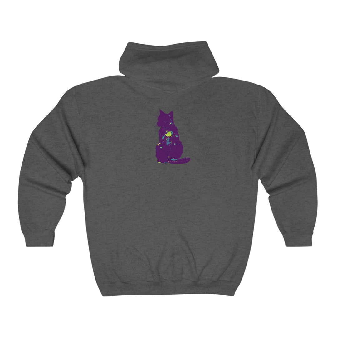 Mystical Black Cat Watercolor Hoodie - Purple & Green Hoodie - Blululi