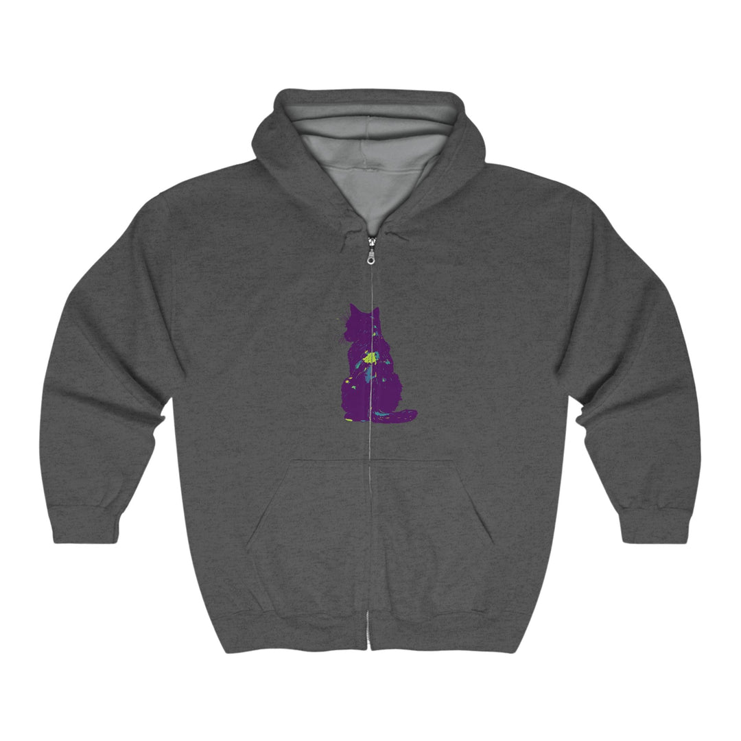 Mystical Black Cat Watercolor Hoodie - Purple & Green Hoodie - Blululi