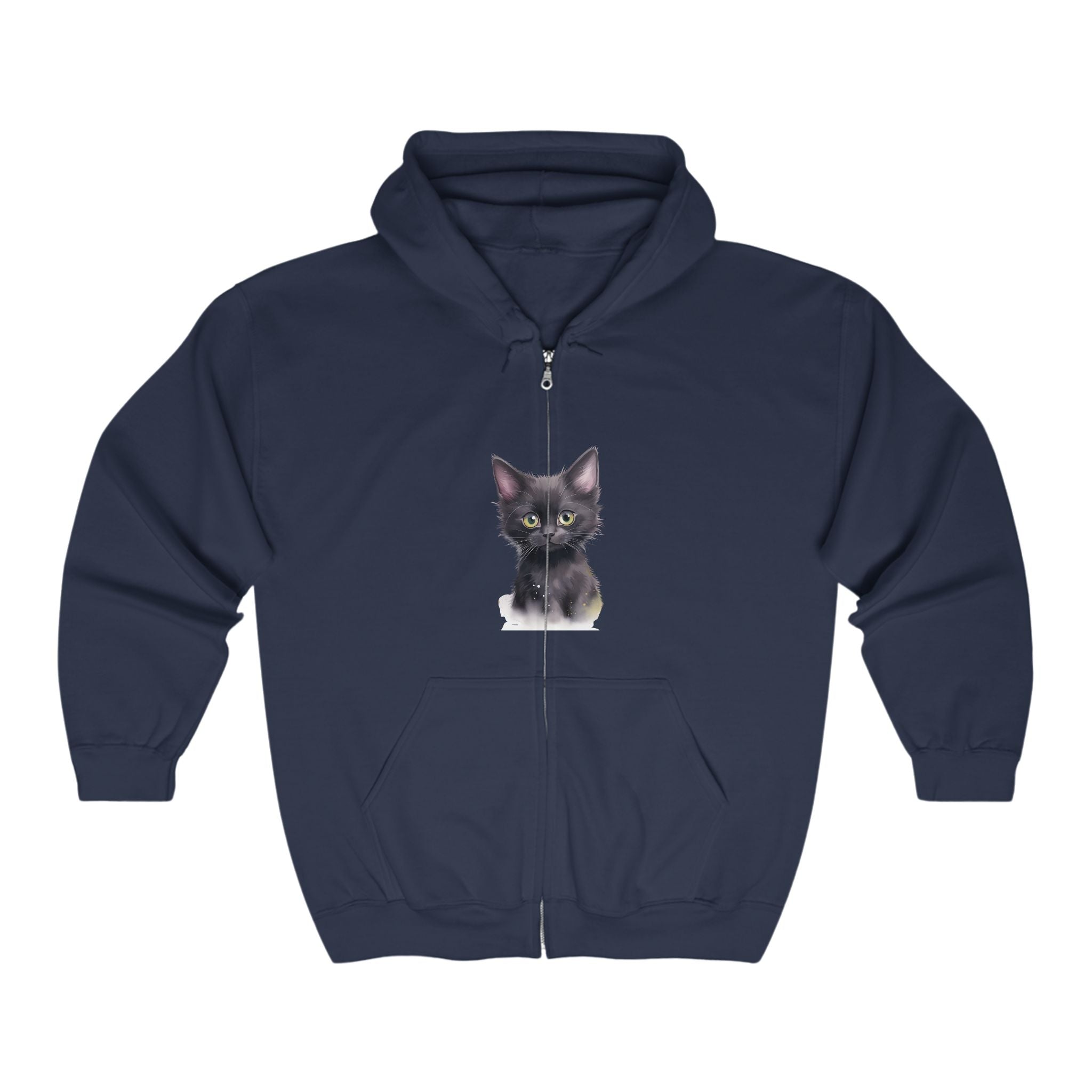 Mystical Kitten Hoodie - Black Cat Design Hoodie - Blululi