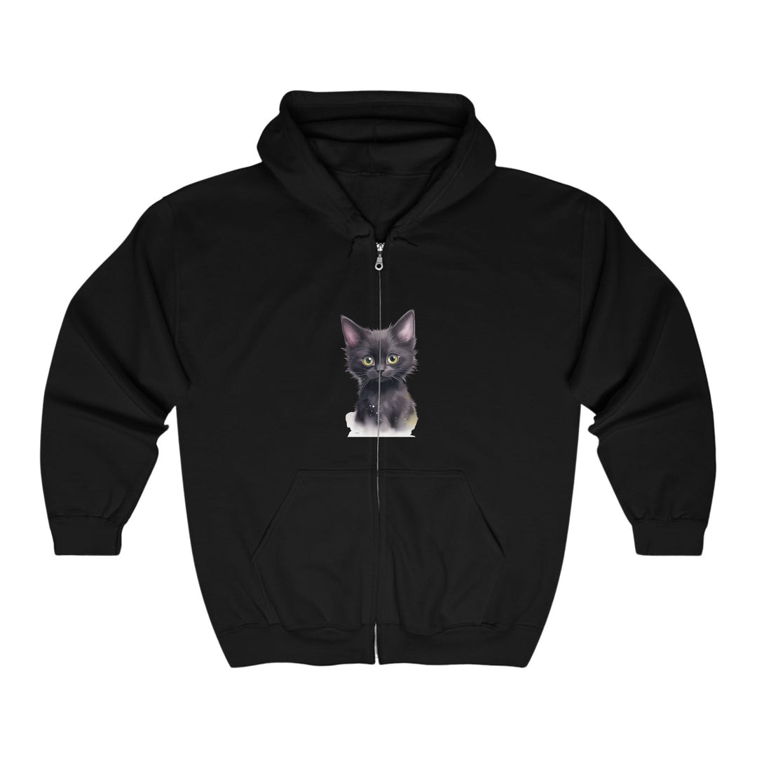 Mystical Kitten Hoodie - Black Cat Design Hoodie - Blululi