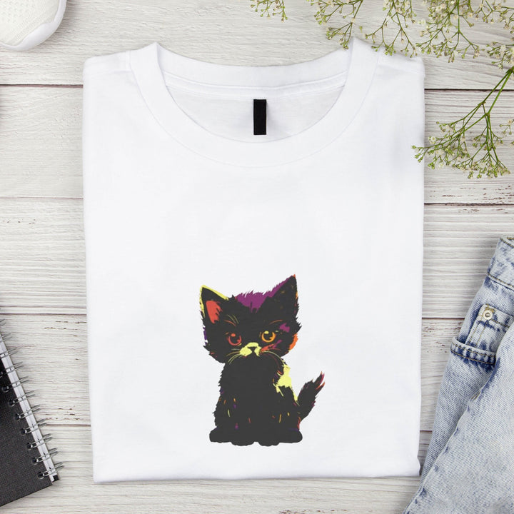 Neon Black Cat Mystery T-Shirt T-Shirt - Blululi