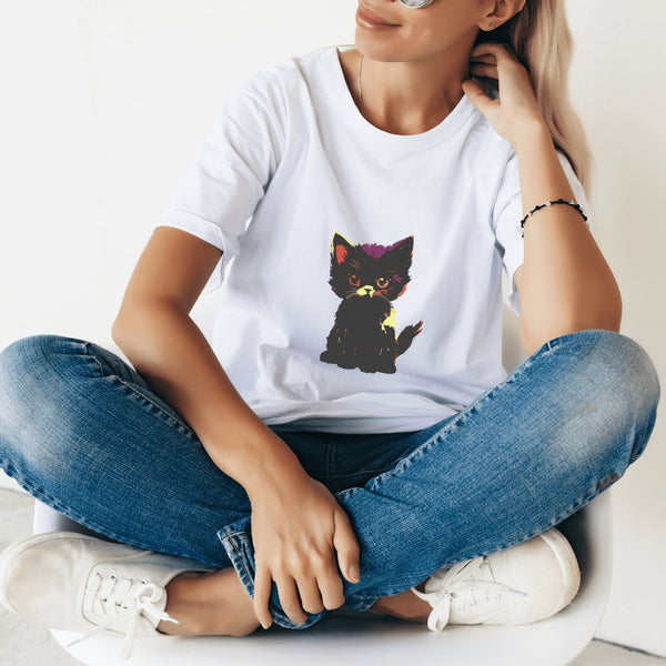 Neon Black Cat Mystery T-Shirt T-Shirt - Blululi