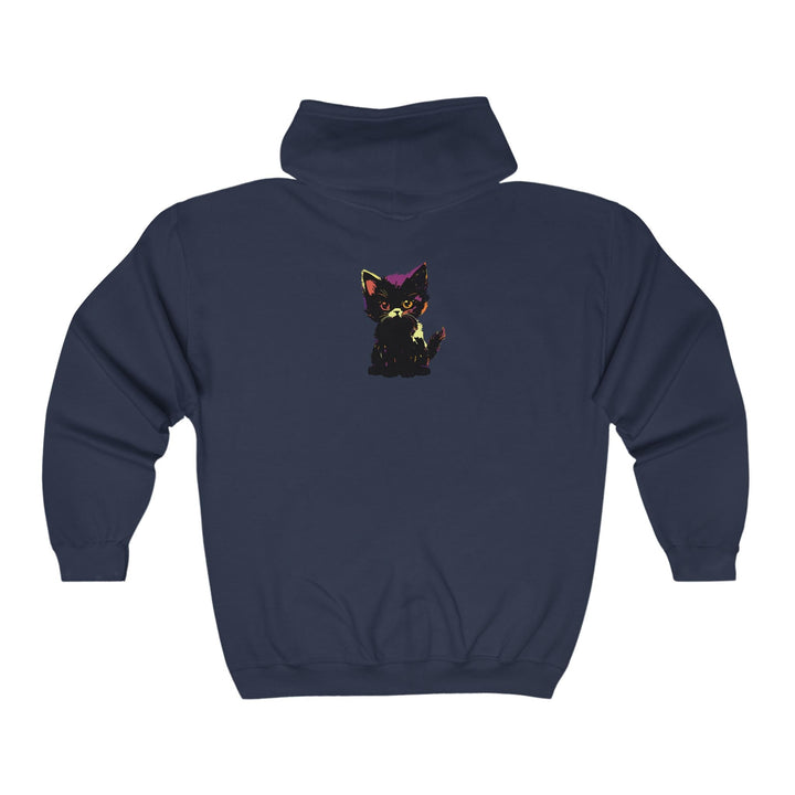 Neon Black Cat Watercolor Hoodie - Mystical Pet Design Hoodie - Blululi