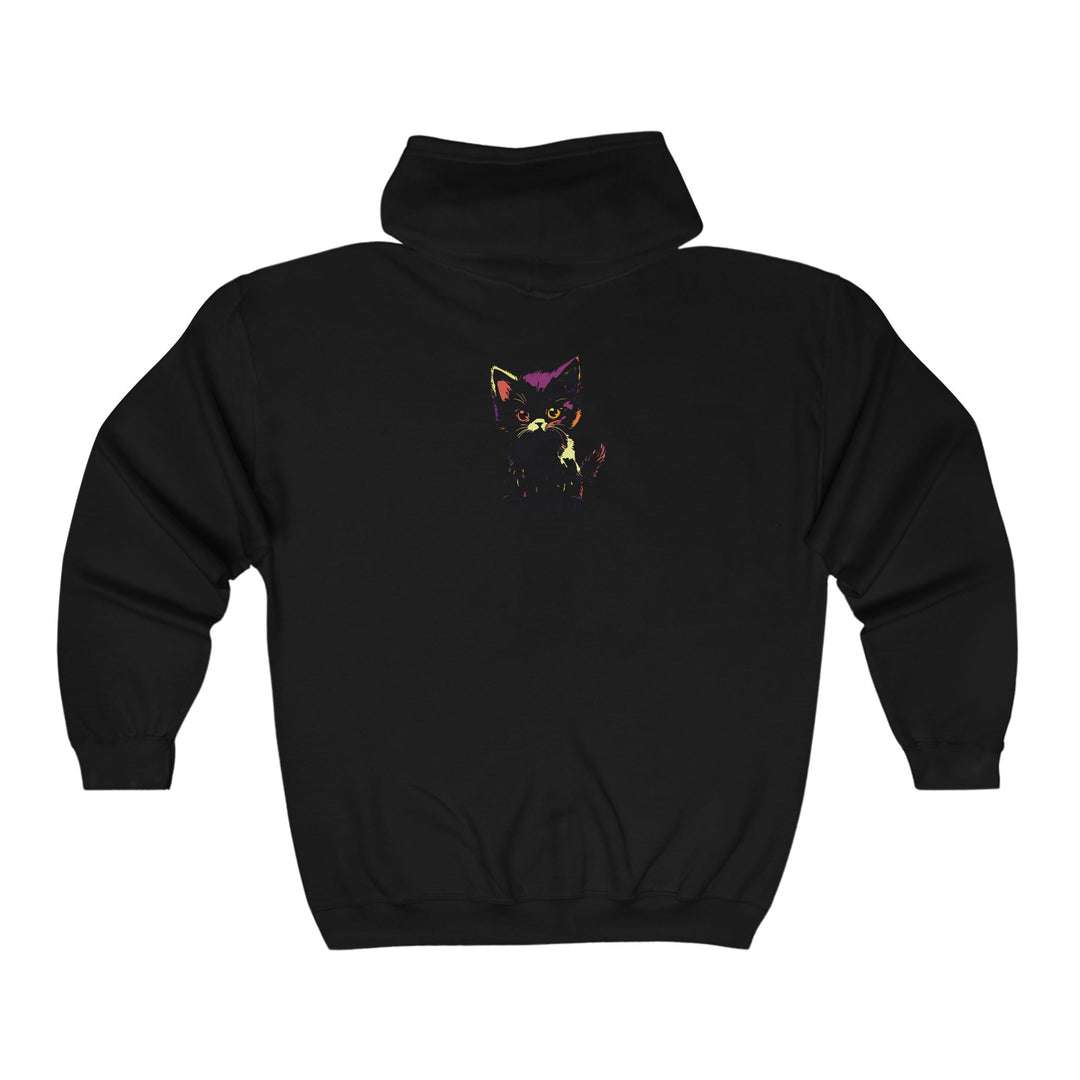 Neon Black Cat Watercolor Hoodie - Mystical Pet Design Hoodie - Blululi