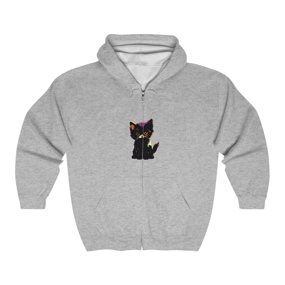 Neon Black Cat Watercolor Hoodie - Mystical Pet Design Hoodie - Blululi