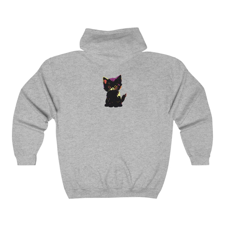 Neon Black Cat Watercolor Hoodie - Mystical Pet Design Hoodie - Blululi