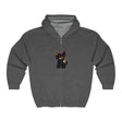 Neon Black Cat Watercolor Hoodie - Mystical Pet Design Hoodie - Blululi
