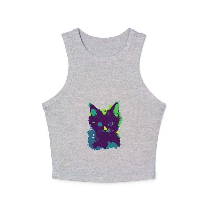 Neon Black Cat Watercolor Racerback Tank Top Tank Top - Blululi