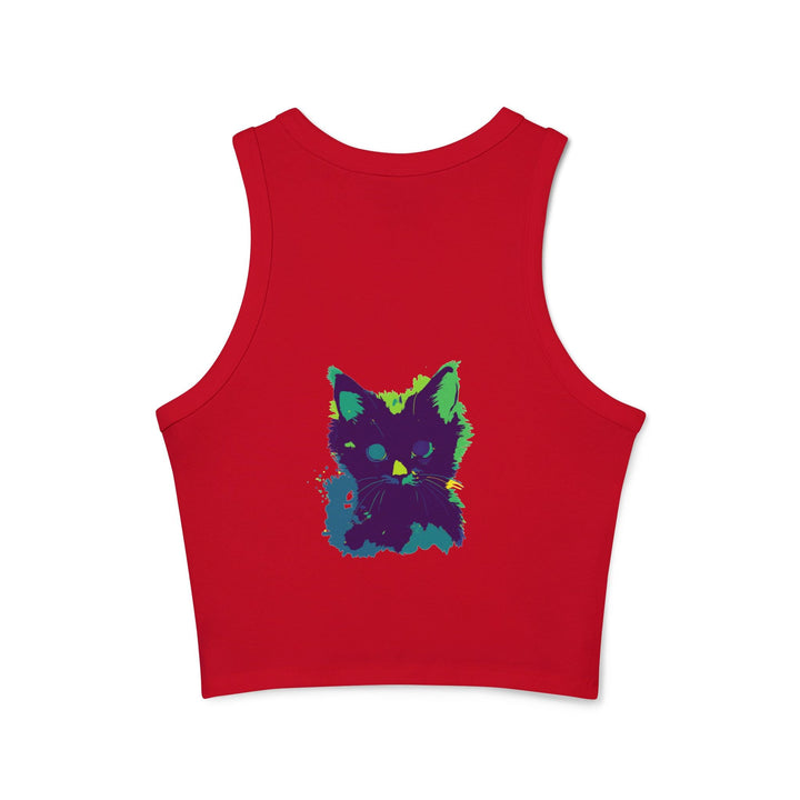 Neon Black Cat Watercolor Racerback Tank Top Tank Top - Blululi