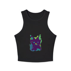 Neon Black Cat Watercolor Racerback Tank Top Tank Top - Blululi