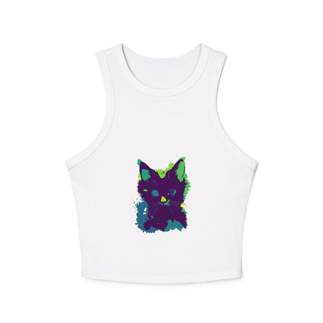 Neon Black Cat Watercolor Racerback Tank Top Tank Top - Blululi