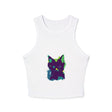 Neon Black Cat Watercolor Racerback Tank Top Tank Top - Blululi