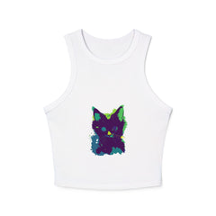 Neon Black Cat Watercolor Racerback Tank Top Tank Top - Blululi