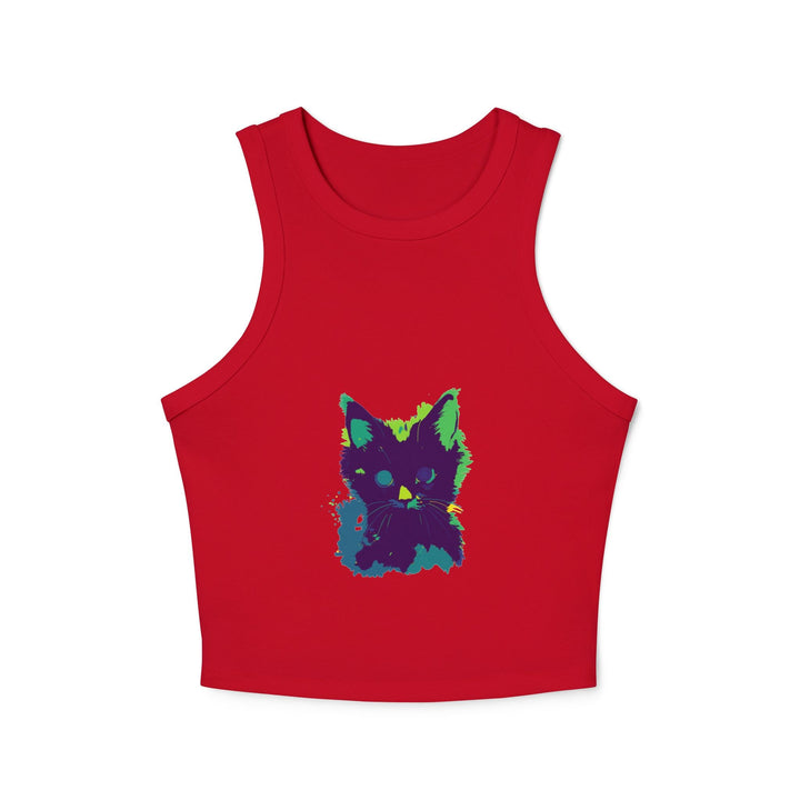 Neon Black Cat Watercolor Racerback Tank Top Tank Top - Blululi