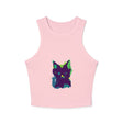 Neon Black Cat Watercolor Racerback Tank Top Tank Top - Blululi