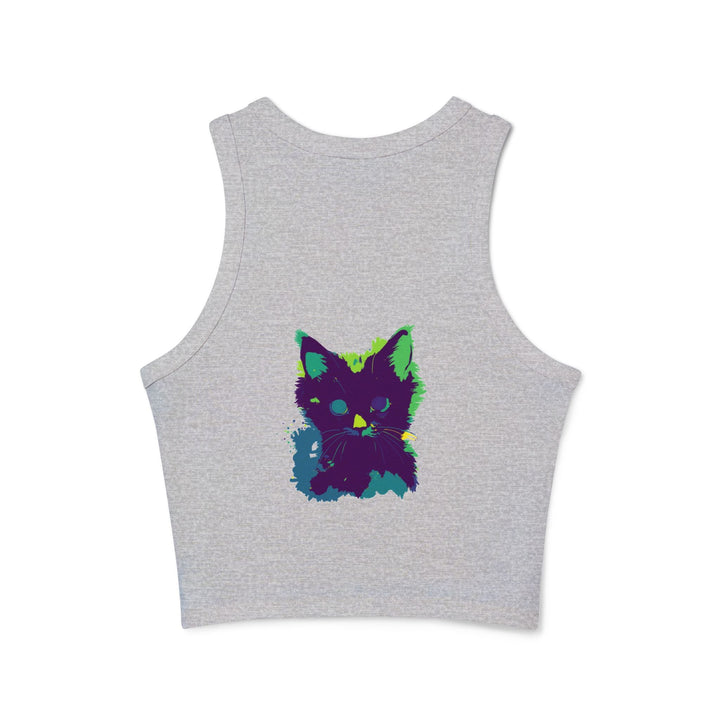 Neon Black Cat Watercolor Racerback Tank Top Tank Top - Blululi