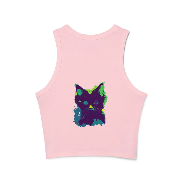 Neon Black Cat Watercolor Racerback Tank Top Tank Top - Blululi