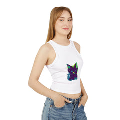 Neon Black Cat Watercolor Racerback Tank Top Tank Top - Blululi