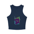 Neon Black Cat Watercolor Racerback Tank Top Tank Top - Blululi