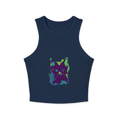 Neon Black Cat Watercolor Racerback Tank Top Tank Top - Blululi